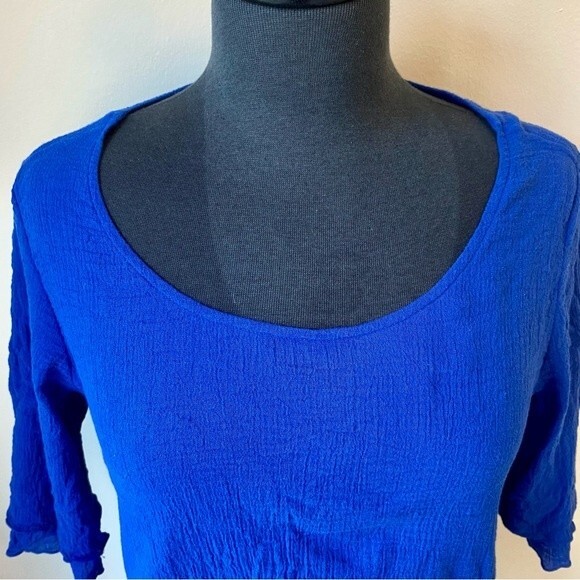 SOFT SURROUNDINGS Siesta Key Tunic Top Electric Blue Cotton Ruffle Tiered - Picture 3 of 10